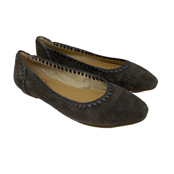 Jack Rogers Women's Ballet Flats Shoes Green Leather Slip On Edge Stitching 8 M - Picture 1 of 9